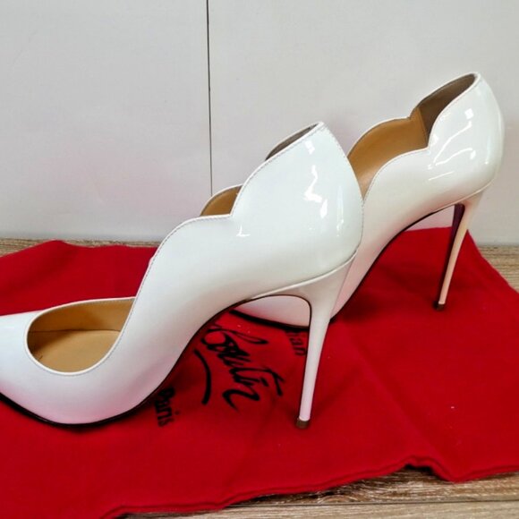 Christian Louboutin White Patent Leather Hot Chick Pumps - Picture 5 of 7